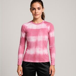 Nike Fitted Pro Combat Dri-Fit Pink and White Tie-Dye Long Sleeve